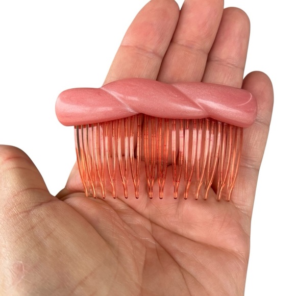 Vintage Pink Plastic Side Hair Comb Chunky Twist Made in USA 3 1/4” GUC - Picture 6 of 10